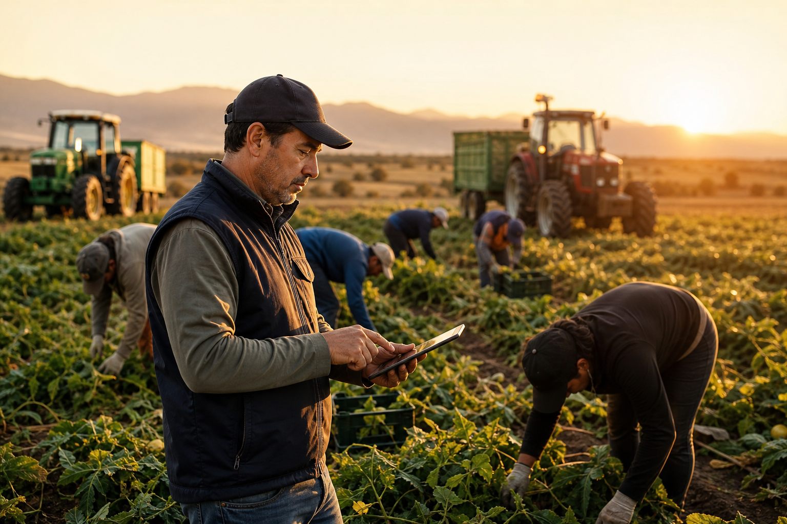 Cuadrillas de cosecha con objetivos en terreno